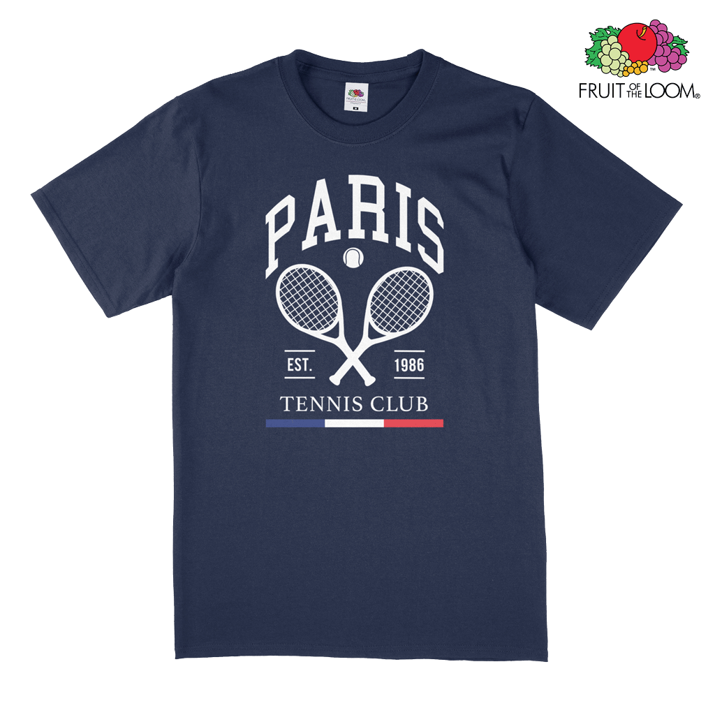 Paris Tennis Club T-Shirt, Navy, FRUIT OF THE LOOM