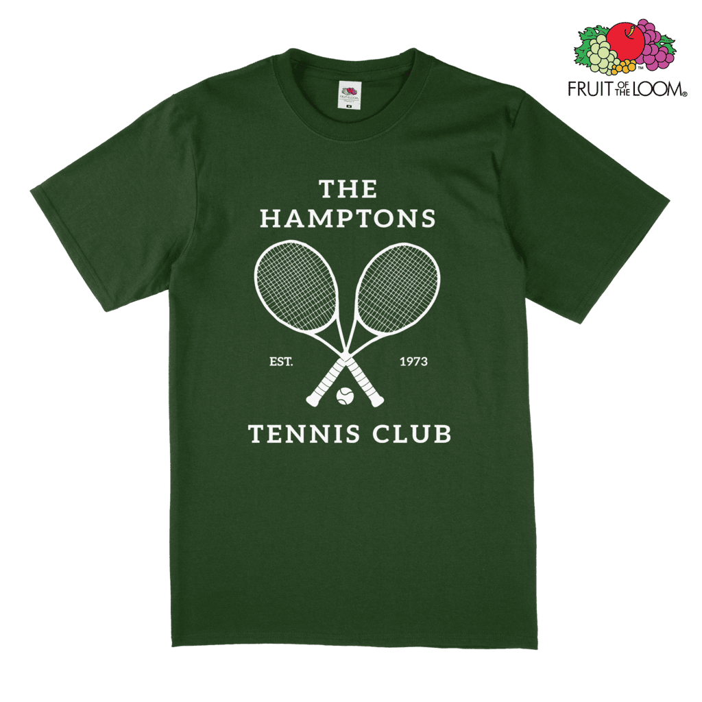 The Hamptons Tennis Club T-Shirt, Bottle Green, FRUIT OF THE LOOM