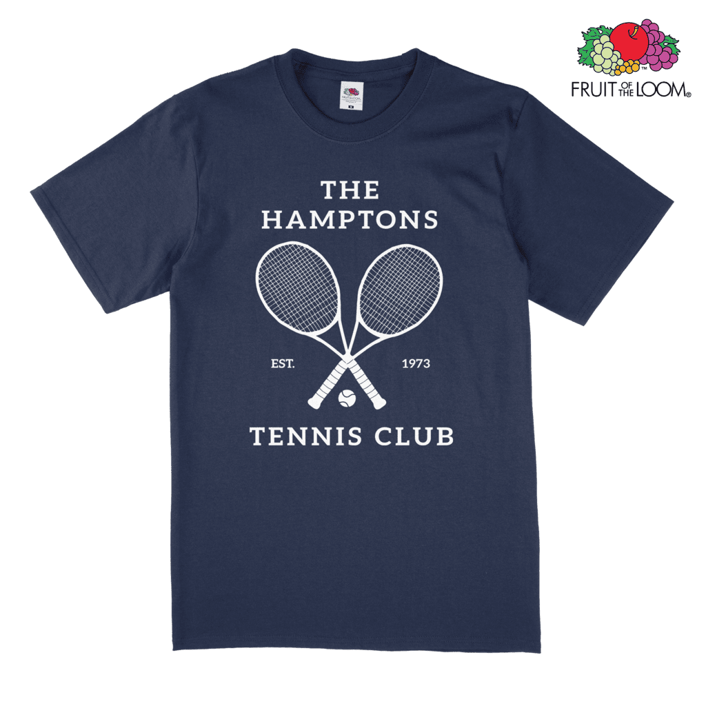 The Hamptons Tennis Club T-Shirt, Navy, FRUIT OF THE LOOM