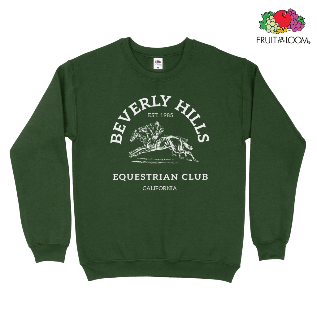 Beverly Hills Equestrian Club Sweatshirt, Bottle Green, FRUIT OF THE LOOM