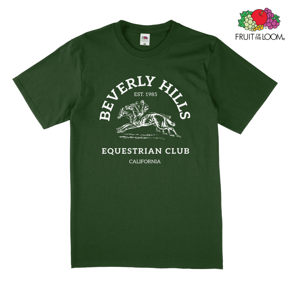 Beverly Hills Equestrian Club T-Shirt, Bottle Green, FRUIT OF THE LOOM