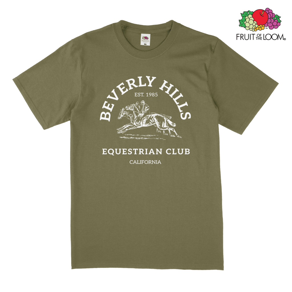 Beverly Hills Equestrian Club T-Shirt, Classic Olive, FRUIT OF THE LOOM