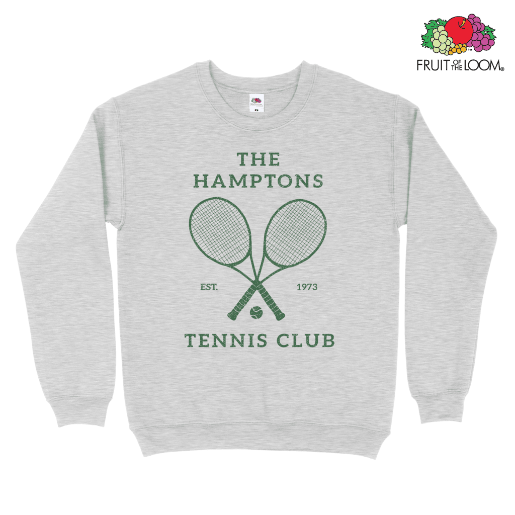 The Hamptons Tennis Club Vintage Sweatshirt, Heather Grey, FRUIT OF THE LOOM