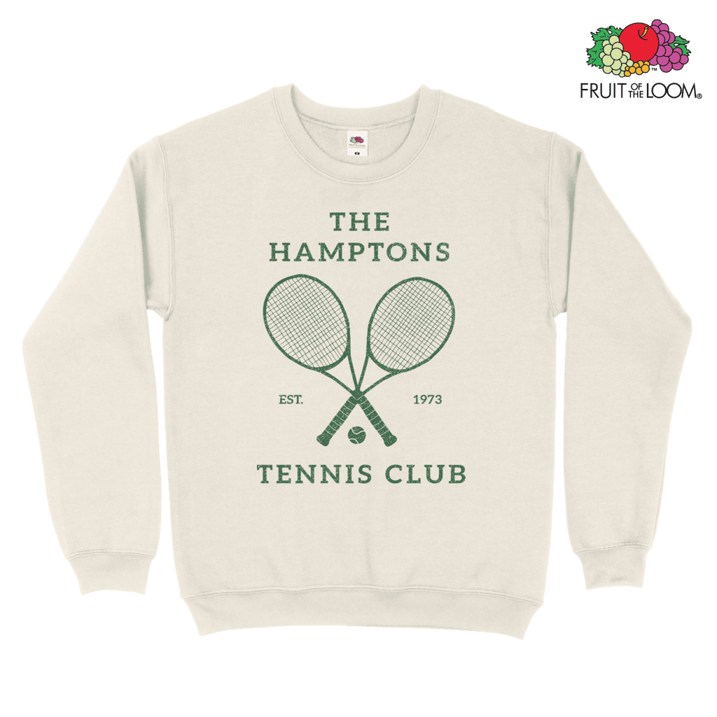 The Hamptons Tennis Club Vintage Sweatshirt, Natural, FRUIT OF THE LOOM