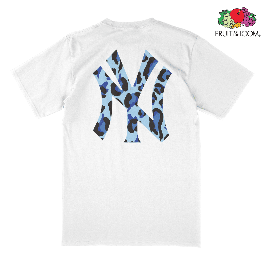 NY Yankees Camo T-Shirt (Back Print), White, FRUIT OF THE LOOM