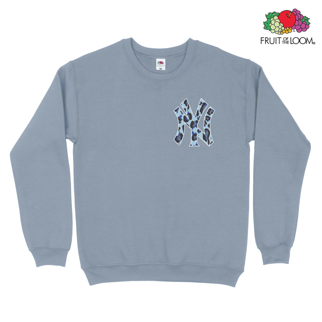 NY Yankees Camo Sweatshirt, Mineral Blue, FRUIT OF THE LOOM