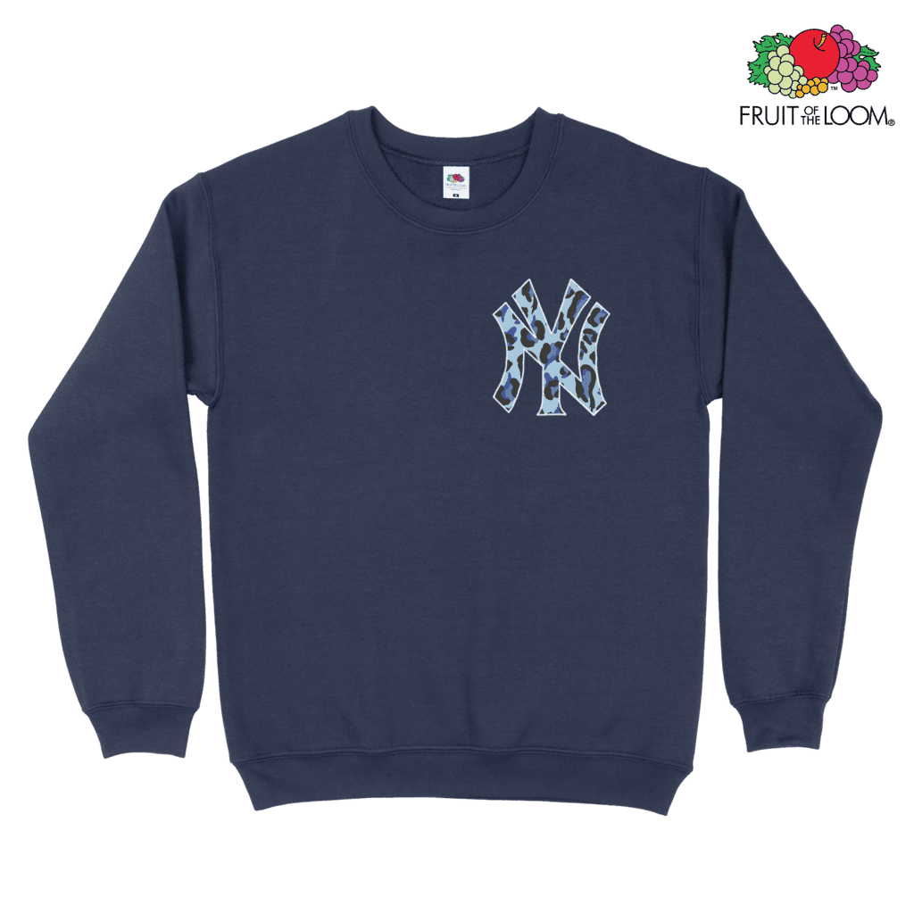 NY Yankees Camo Sweatshirt, Navy, FRUIT OF THE LOOM