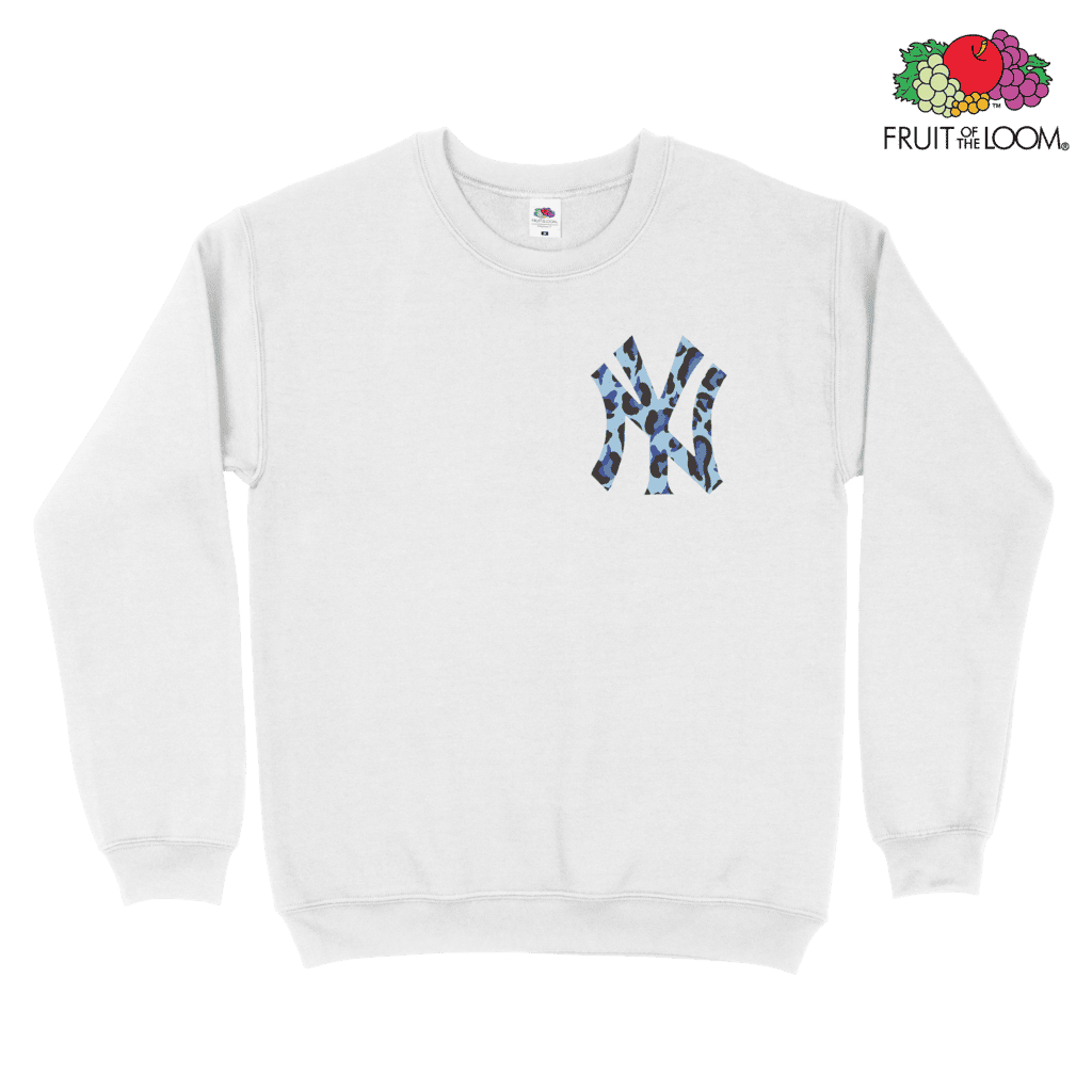 NY Yankees Camo Sweatshirt, White, FRUIT OF THE LOOM