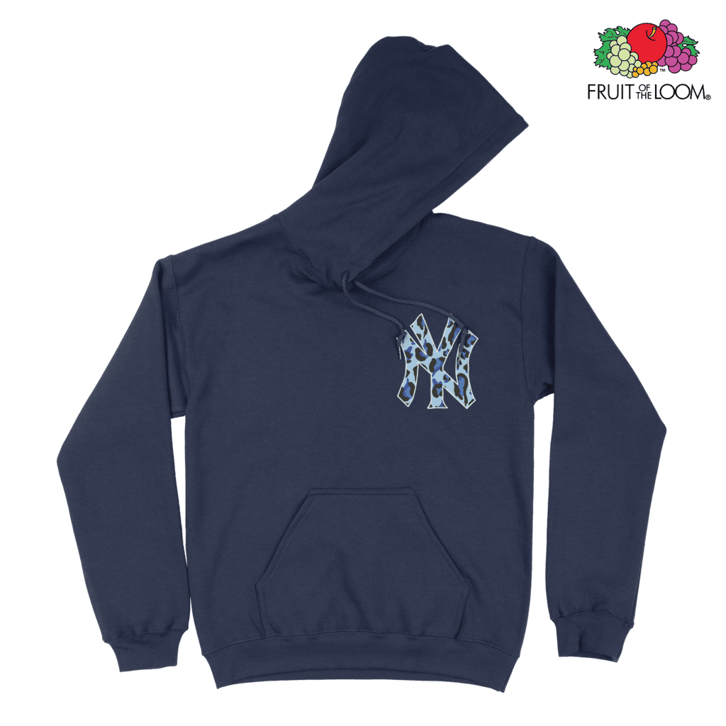 NY Yankees Camo Hoodie, Navy, FRUIT OF THE LOOM